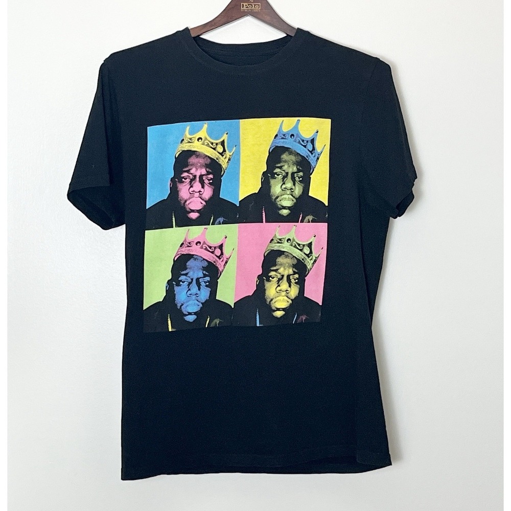 Notorious BIG T-Shirt Men's Medium Black Colorblock Vibrant 90s Rap Music